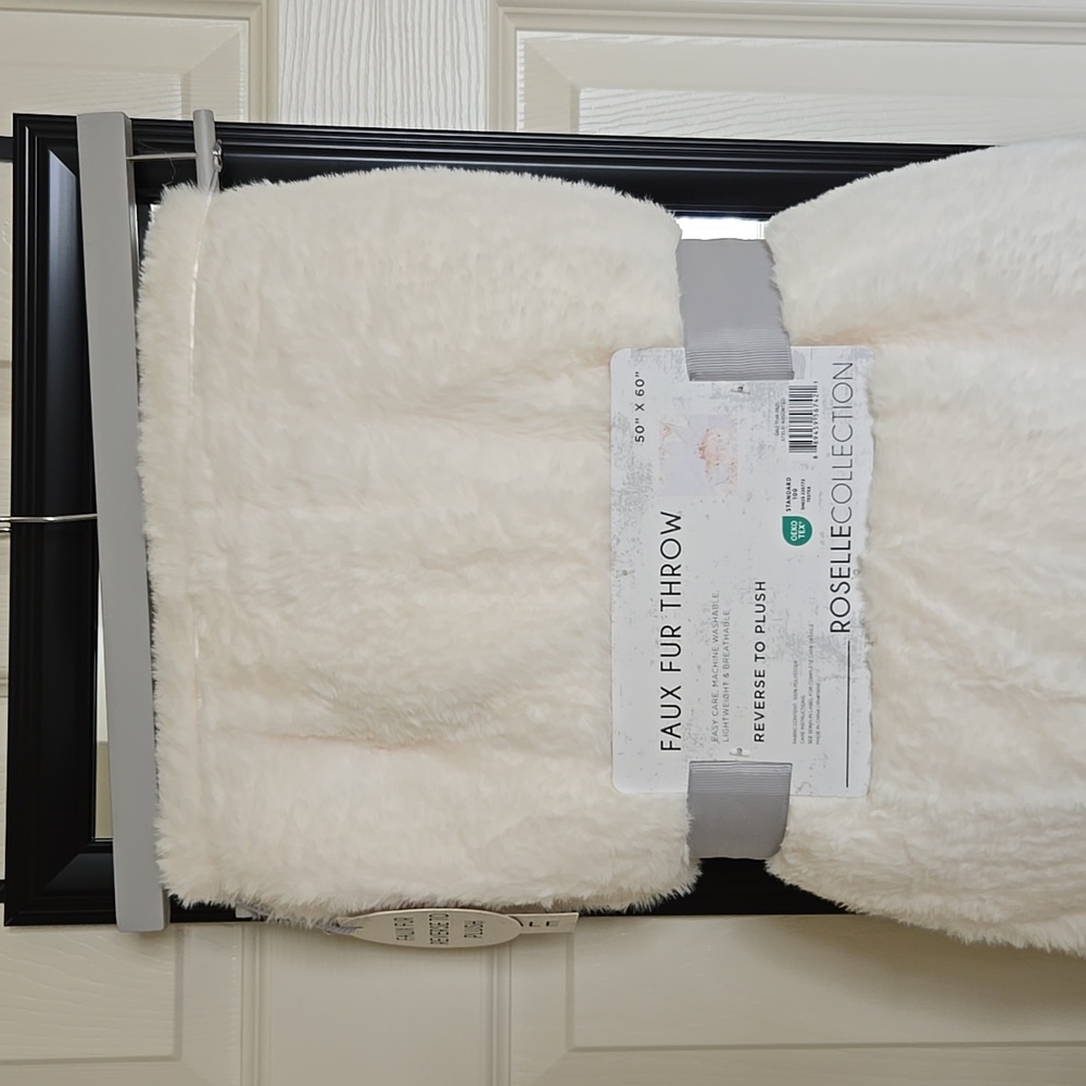 Blanket ,Roselle Collection,White,50"x60"
